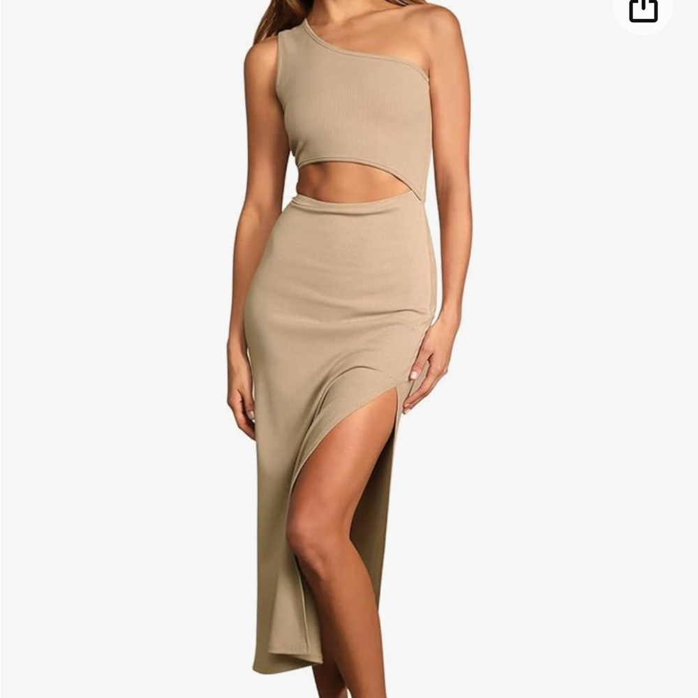 One Shoulder Sleeveless Cutout Side Slit Bodycon Maxi Long Dress